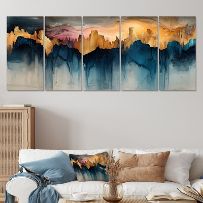 Urban City, encre liquide paysage III - Art mural abstrait à l'encre liquide - Art mural moderne pour le salon