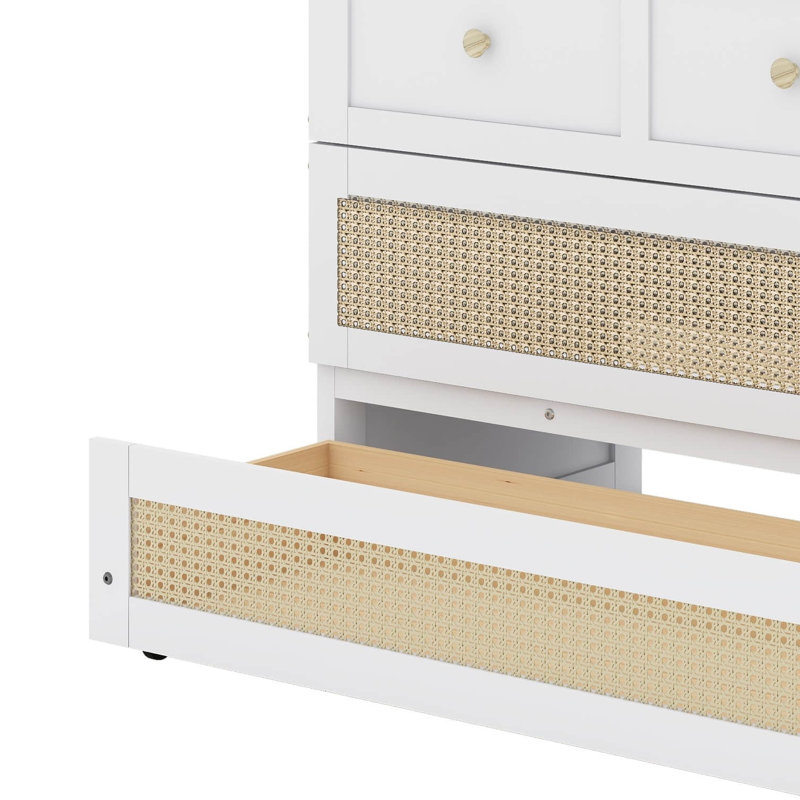 Lit escamotable double avec grands tiroirs, Blanc