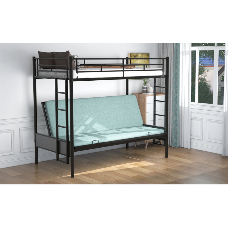 Twin Over Full Metal Bunk Bed, Multi-Function,Black