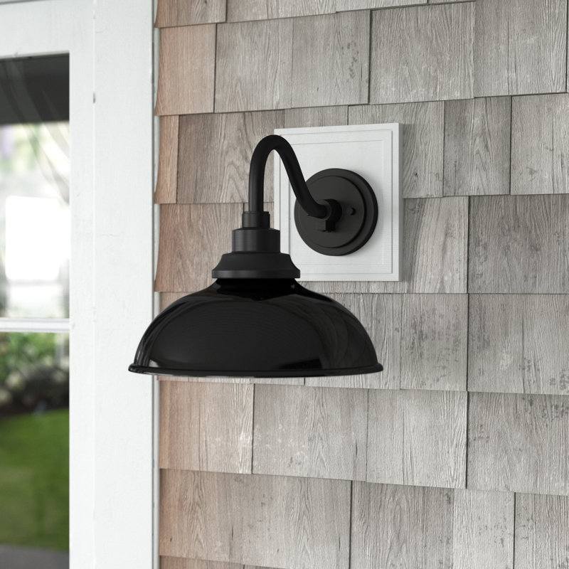 Black 1-Bulb 11.25"H Outdoor Barn Light, Black