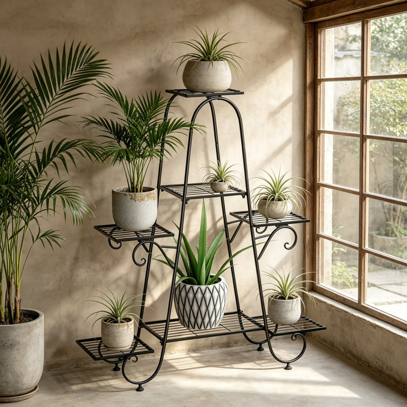 Support à plantes en métal à 7 niveaux pour l'intérieur et l'extérieur
