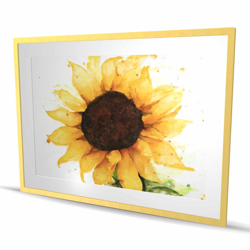 Tournesol imprimé floral | Art décoratif encadré mat