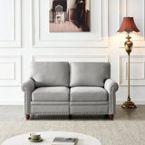 Linen Fabric Upholstery With Storage Loveseat