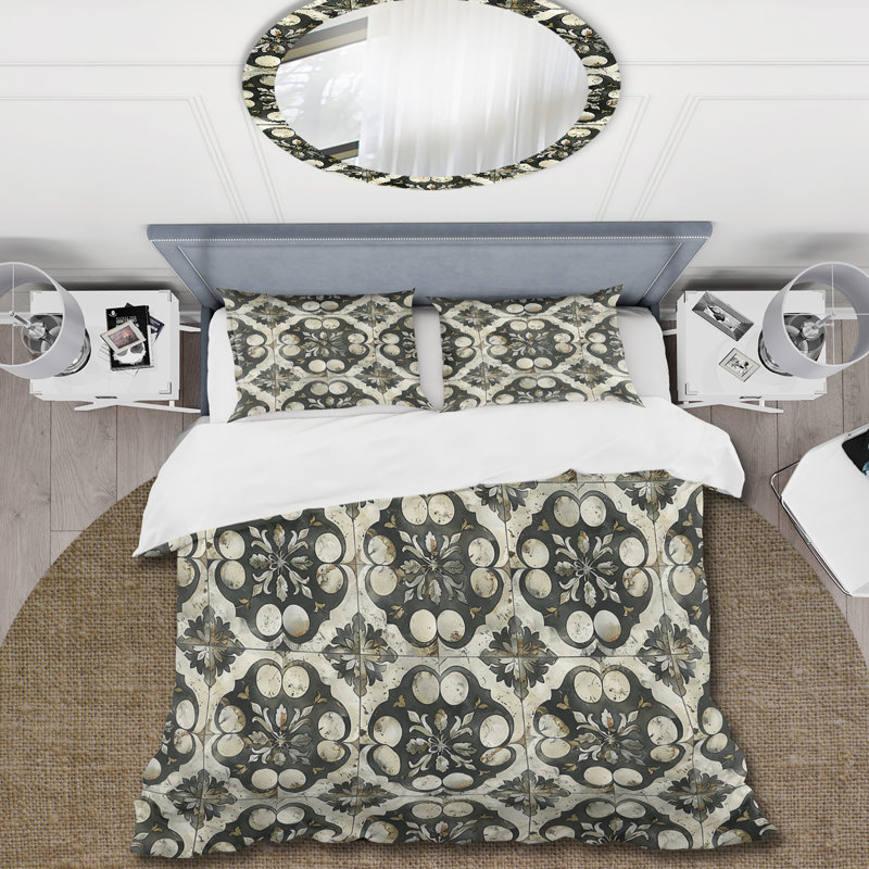 Ensemble de housse de couette campagnard gris foncé, Housse de couette simple + 2 taies décoratives st
