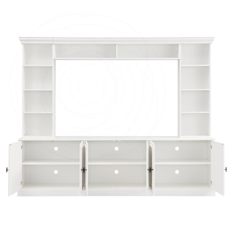 Meuble audio-vidéo 4 pièces avec bibliothèque Elegant, Blanc