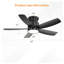 Ventilateurs de plafond encastrés de 42 pouces avec lumière DEL 22 W et 5 pales de ventilateur en ABS télécommandées pour la chambre à coucher