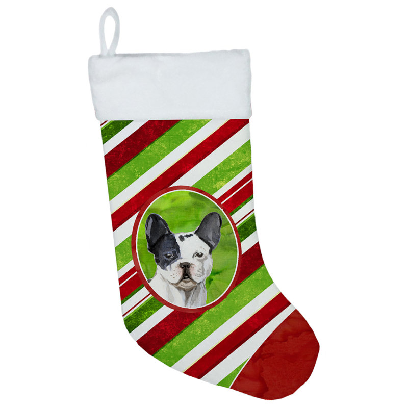 Chaussette de noël à rayures à sucre, Bouledogue français