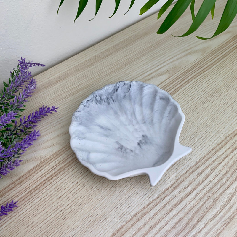 Shell Trinket Tray/ Soap Dish, Grey