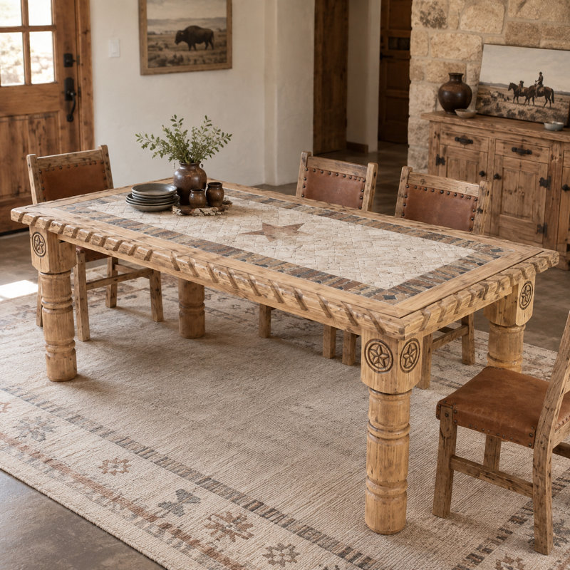 Rustic Stone Inlay Star Dining Table