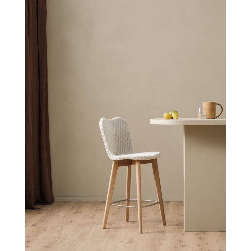 Lily Stool with Solid Wood Frame, White