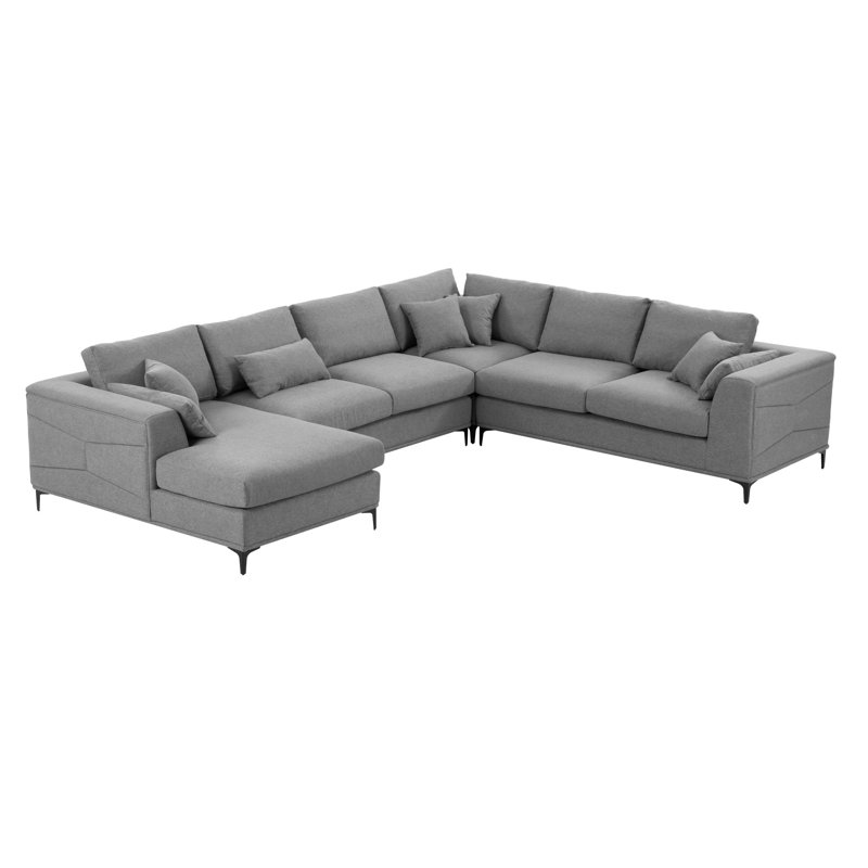 Canapé modulaire 4 pièces Eneri, 100 % polyester gris clair