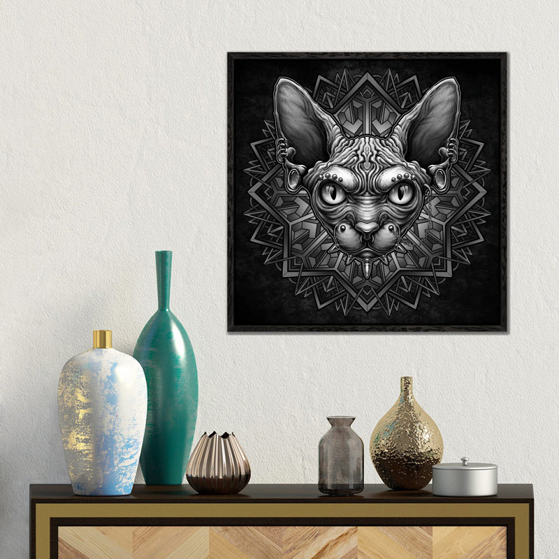 Punk Cat by Winya Sangsorn - Gallery-Wrapped Canvas Giclée on Canvas, 45.72 cm H x 45.72 cm W, Black Framed