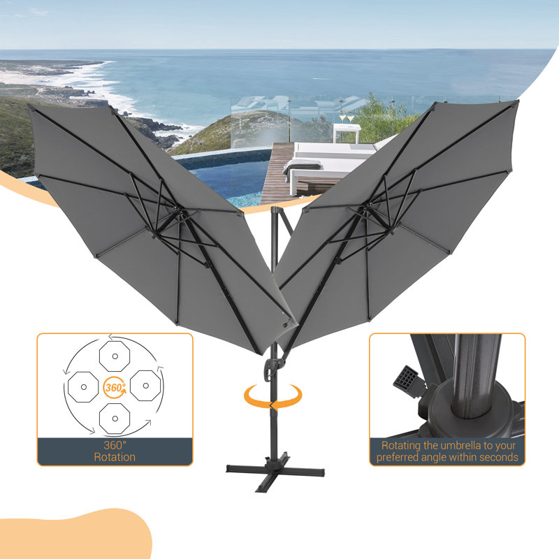 Parasol en porte-à-faux 120 po Landers, Gris