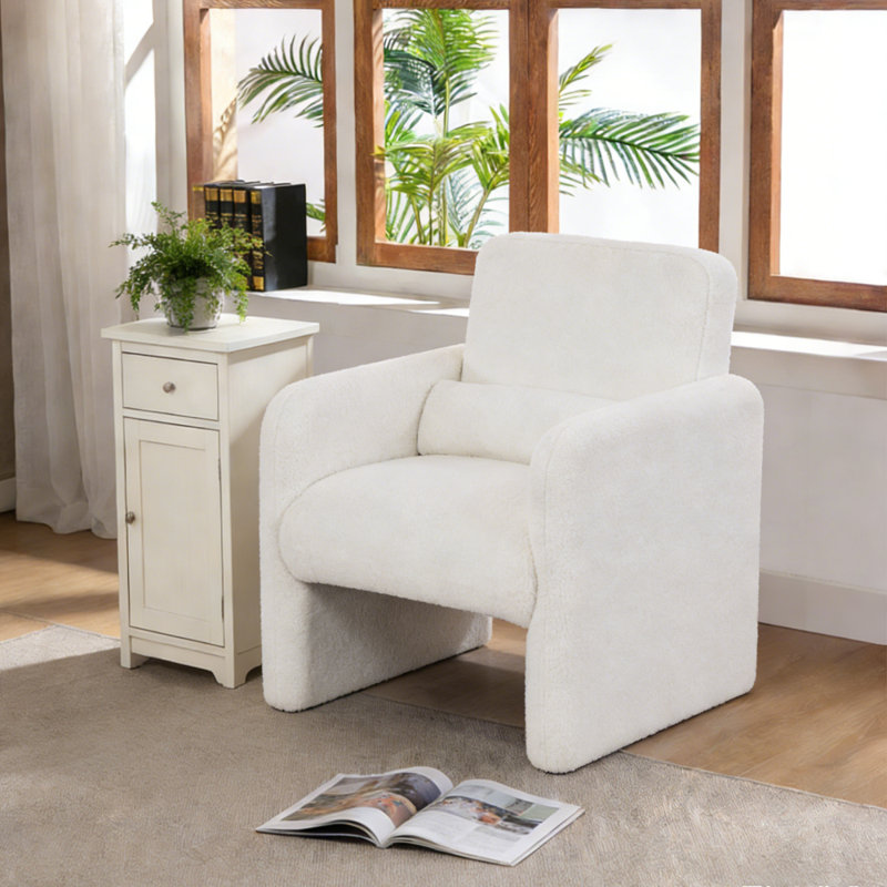 Upholstered Armchair, White Teddy