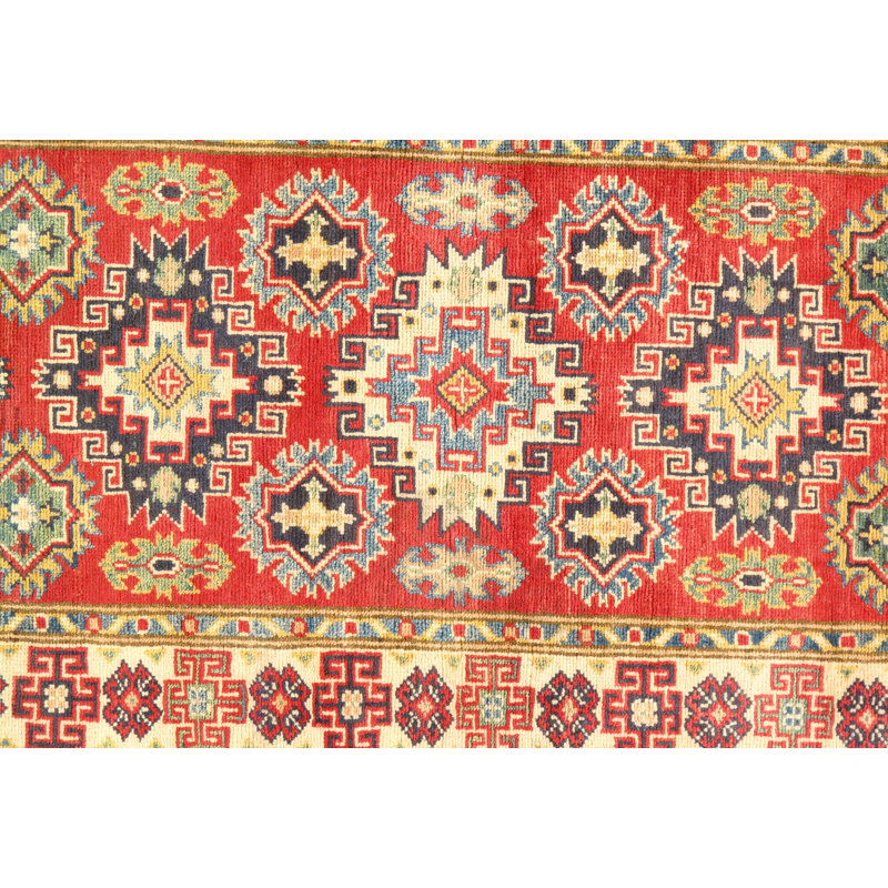 Kazak Wool Southwestern Area Rug in Red/Ivory