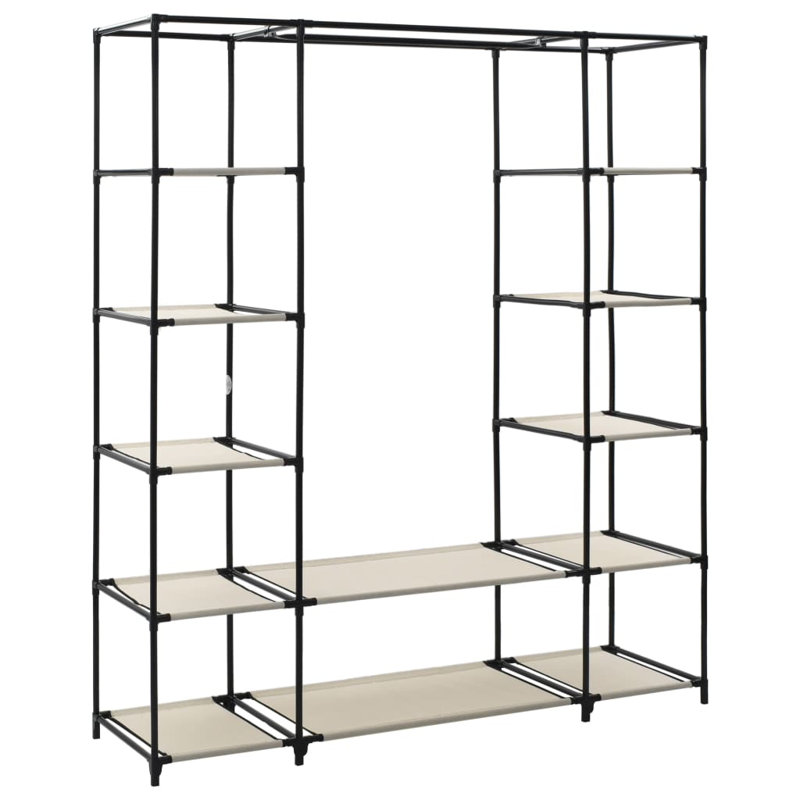 3 Door Fabric Wardrobe, Cream