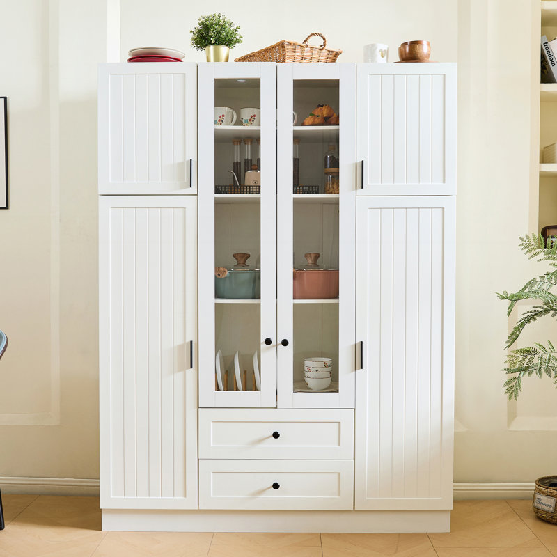Armoire de rangement avec tiroirs, tablettes réglables, Blanc