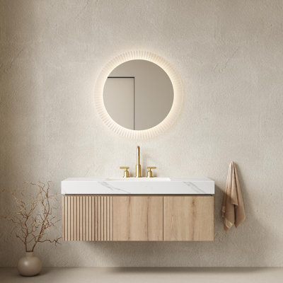 48" Bathroom vanity unit with sintered stone top and ceramic basin