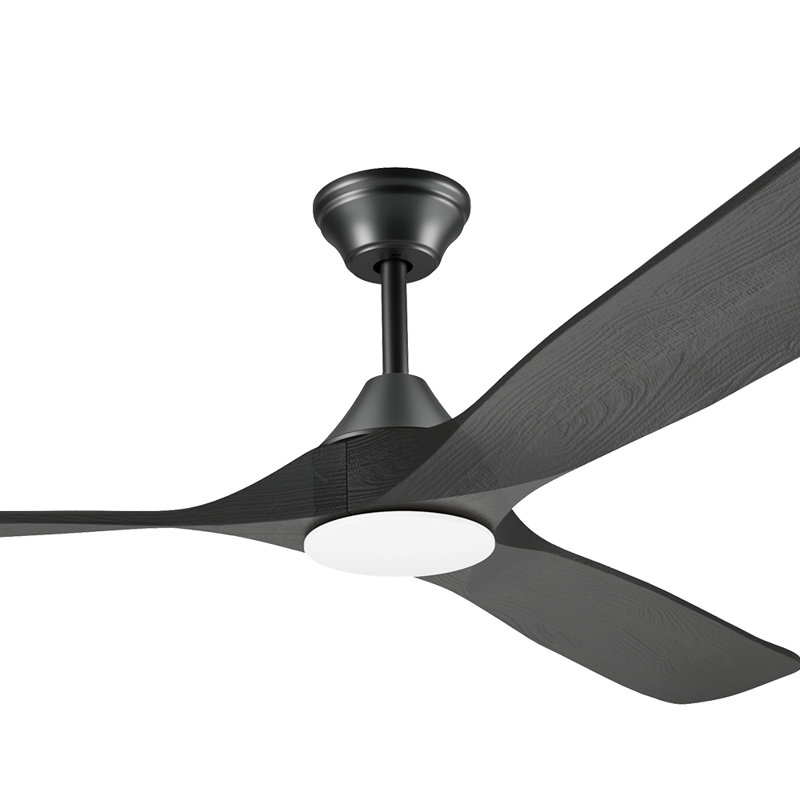 3-Blade Indoor Smart Ceiling Fan with Light and Remote/APP Control,3 LED Colors,6 Speed Quite DC Motor,Timer, Black, 60" Wide