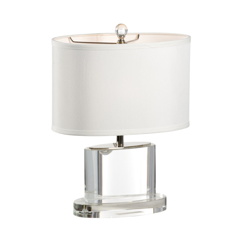 Clear Crystal and White Silkette Table Lamp with 3-Way Switch