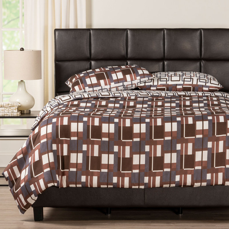 Plaid Men Polyester Plaid Duvet Cover, King Duvet Cover + 2 King Shams