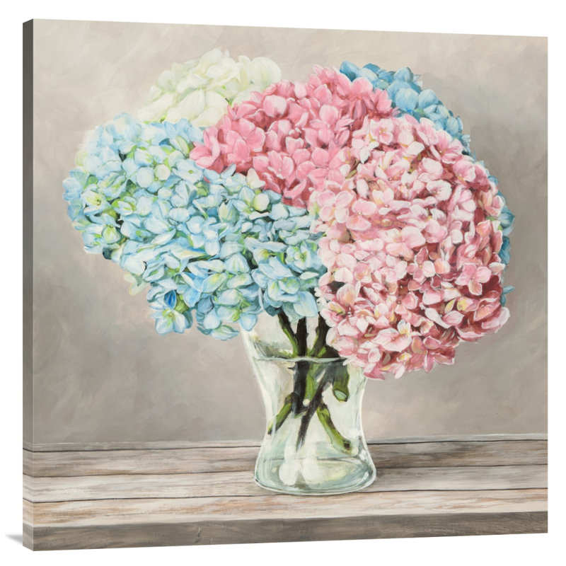 "Fleurs et vases blanc II" par Remy Dellal - reproduction sur toile tendue, H 24 po x l 24 po x P 1,5 po, Sans cadre / toile