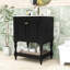 Meuble-lavabo de salle de bain avec lavabo en céramique, tablette et rangement fermé-1100966529
