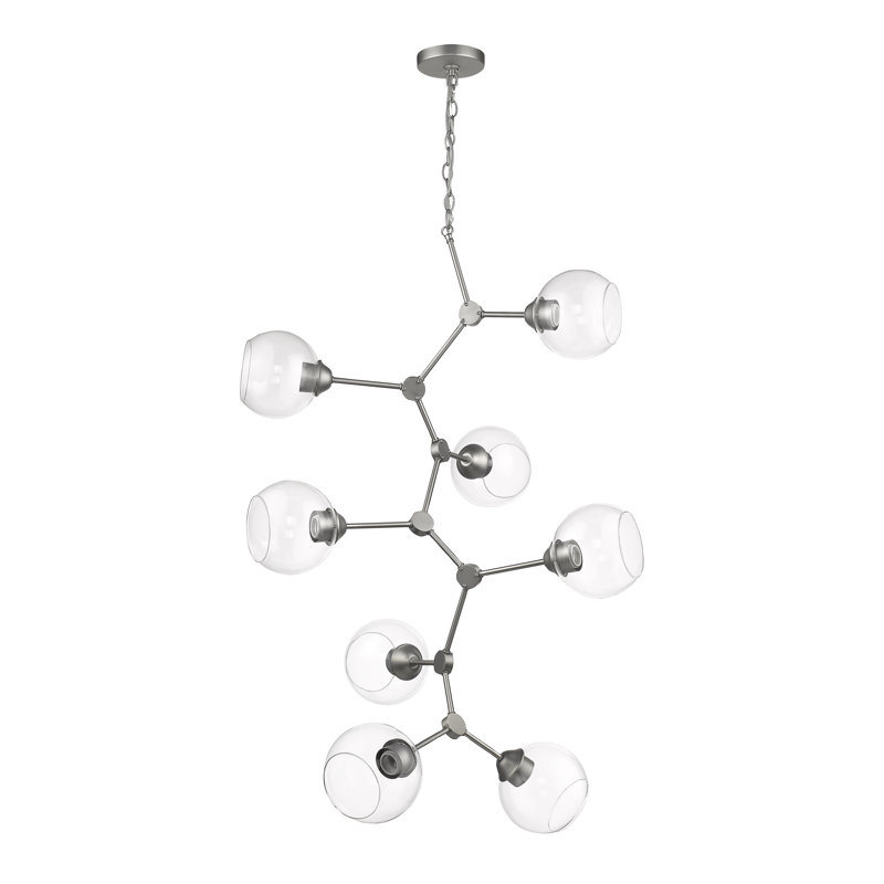 Lustre linéaire spoutnik 8 lumières Fuiloro, Nickel satiné