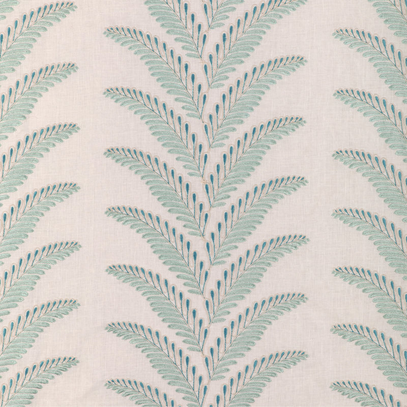 La Menagerie Fougere Emb Fabric, Aqua