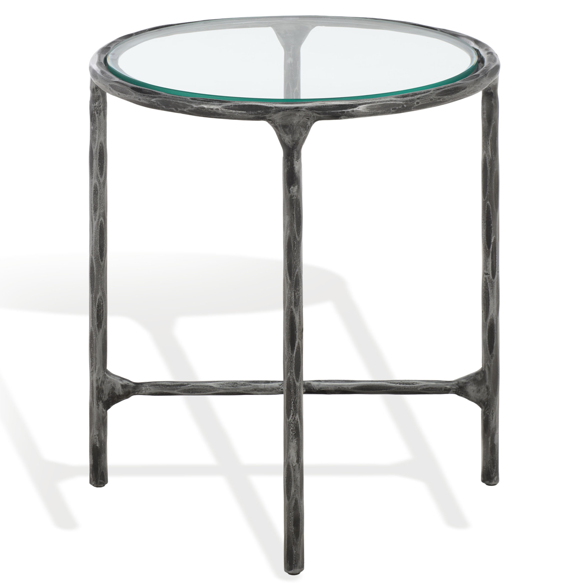 Evelynn End Table, Silver, Clear