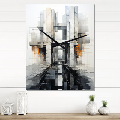 Grey Bridge Bold Symmetry - Cityscapes Wall Clocks