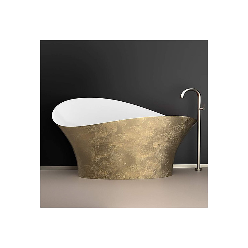 Vivian 68.9'' L Freestanding Soaking Bathtub, Gold Leaf