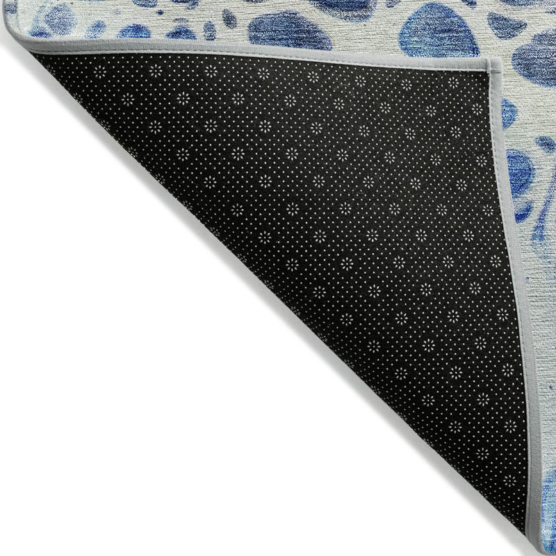 Tapis intérieur / extérieur 8 pi x 10 pi bleu marine et gris