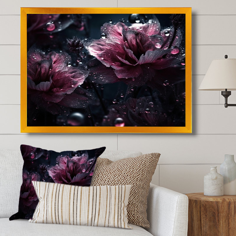 "Pink Lotus Divine Resilience III", reproduction d'art sur toile, H 12 po x l 20 po x P 1 po, Encadrement doré