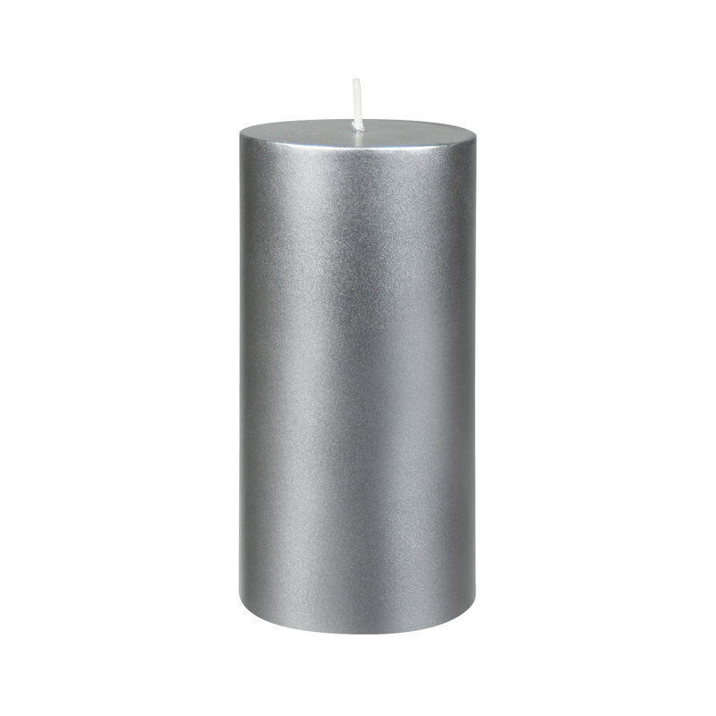 Bougie pilier sans parfum sans paraffine sans fumée, H 6 po x D 3 po, Argent métallique, Ensemble de 12