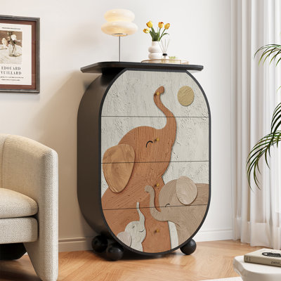 Vitrine en bois massif à motif animalier