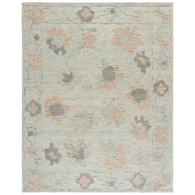 Portville Abstract Hand Tufted Wool Cotton Floral Rug in Gray/Beige