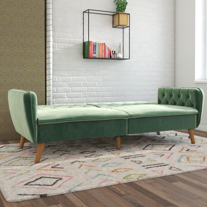 Tallulah Memory Foam Futon, Light Green Velvet
