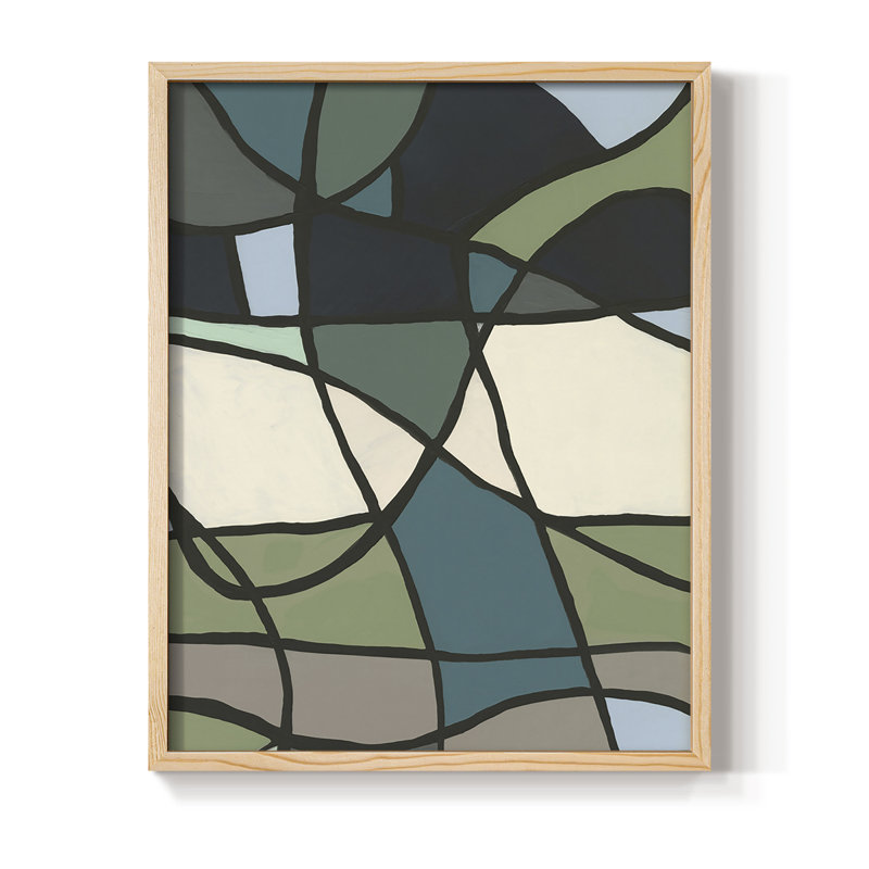 Multicolore vitrail I, reproduction encadrée - bois massif, Naturel, H 30 po x l 24 po