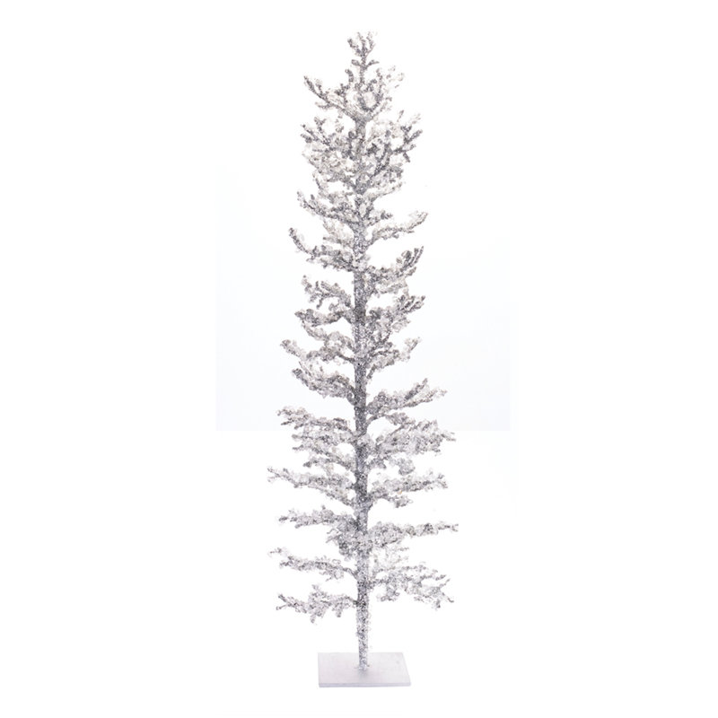 Brindille glacée ornée de bijoux, Argent, H 24 po x l 10 po x P 10 po