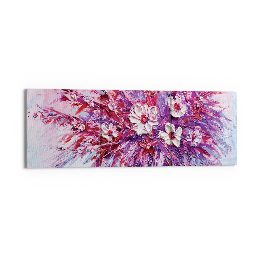 3-tlg. Leinwandbilder-Set Impasto Flowers Pink