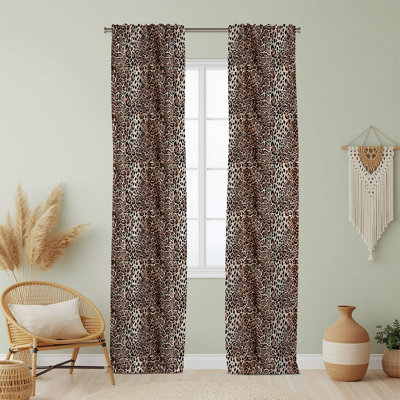 Semi Sheer Animal Print Curtain Single Panel