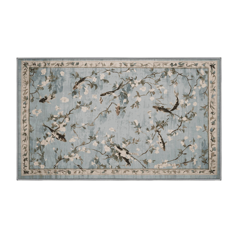 Machine Washable Gray Area Rug, Rectangle 7' x 9'