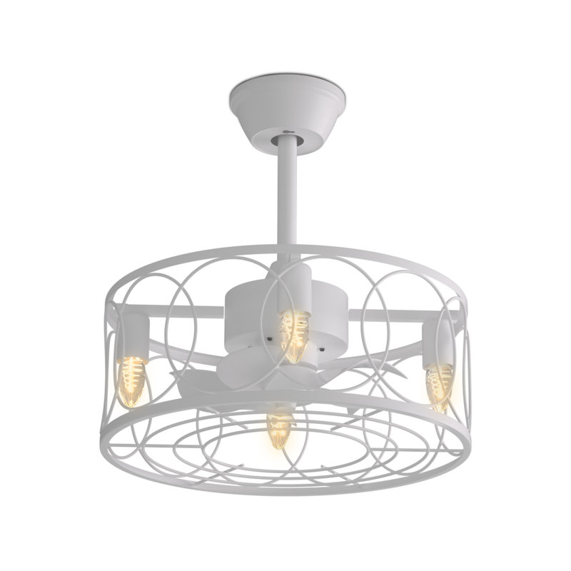 Ventilateur de plafond en cage de 18 po avec ensemble d'éclairage et télécommande à profil bas avec ventilateur encastré pour la chambre à coucher, le salon et la cuisine