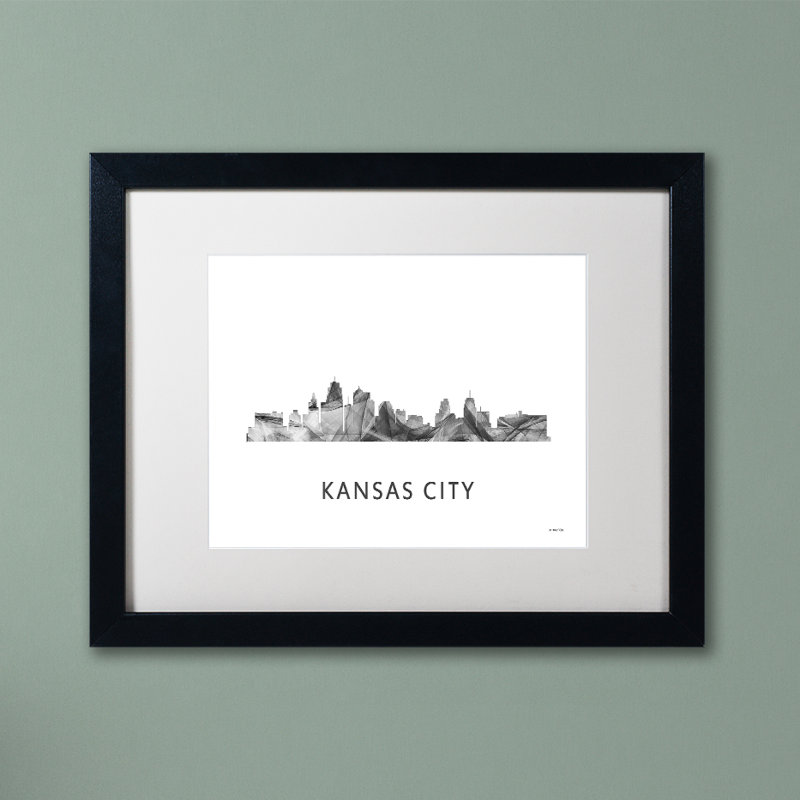 « kansas city missouri horizon wb wb-bw », impression sur toile encadrée, H 16 po x l 20 po x P 0,5 po