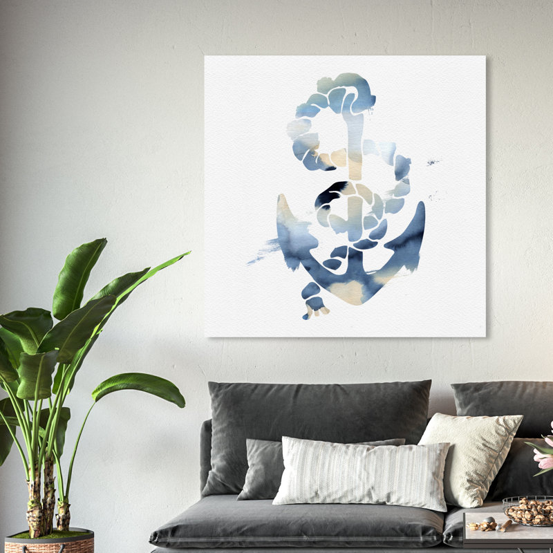« aquarelle anchor », reproduction d’art sur toile tendue, H 30 po x l 30 po x P 1,5 po