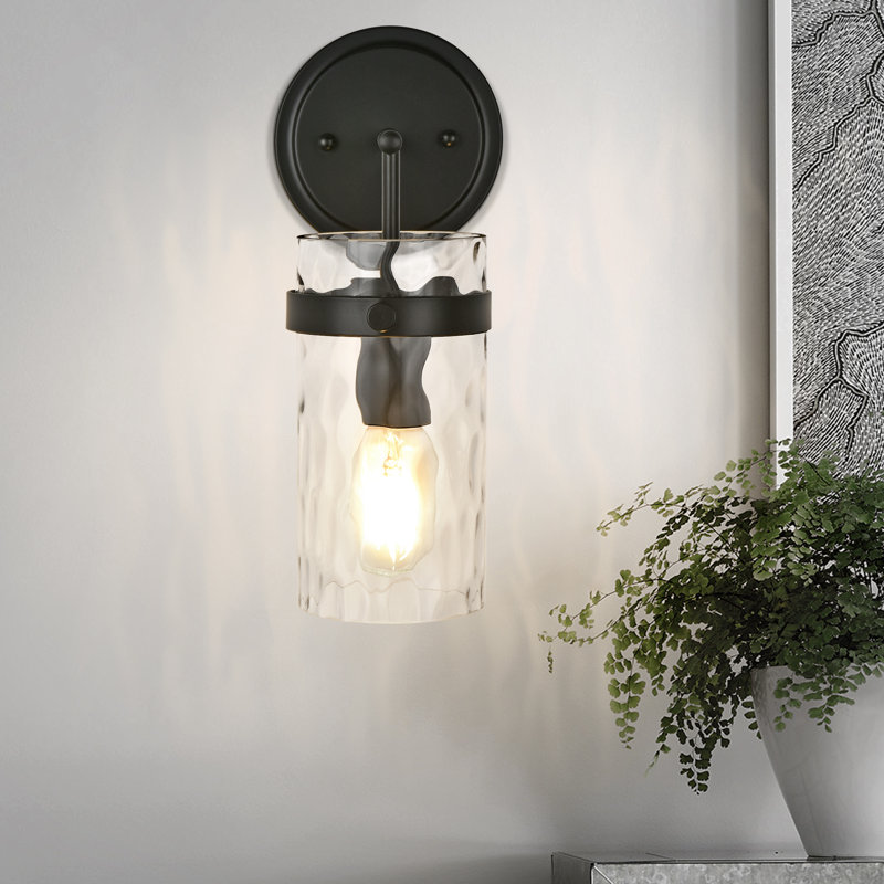 Levona 1 Light Bathroom Wall Sconce, Black