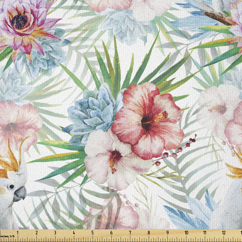 Curtner Exotic Hibiscuses and Parrots Multi-Purpose Fabric
