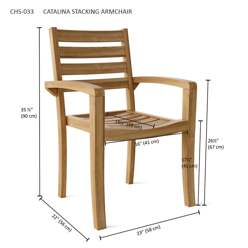 Catalina Stacking Teak Patio Dining Chairs