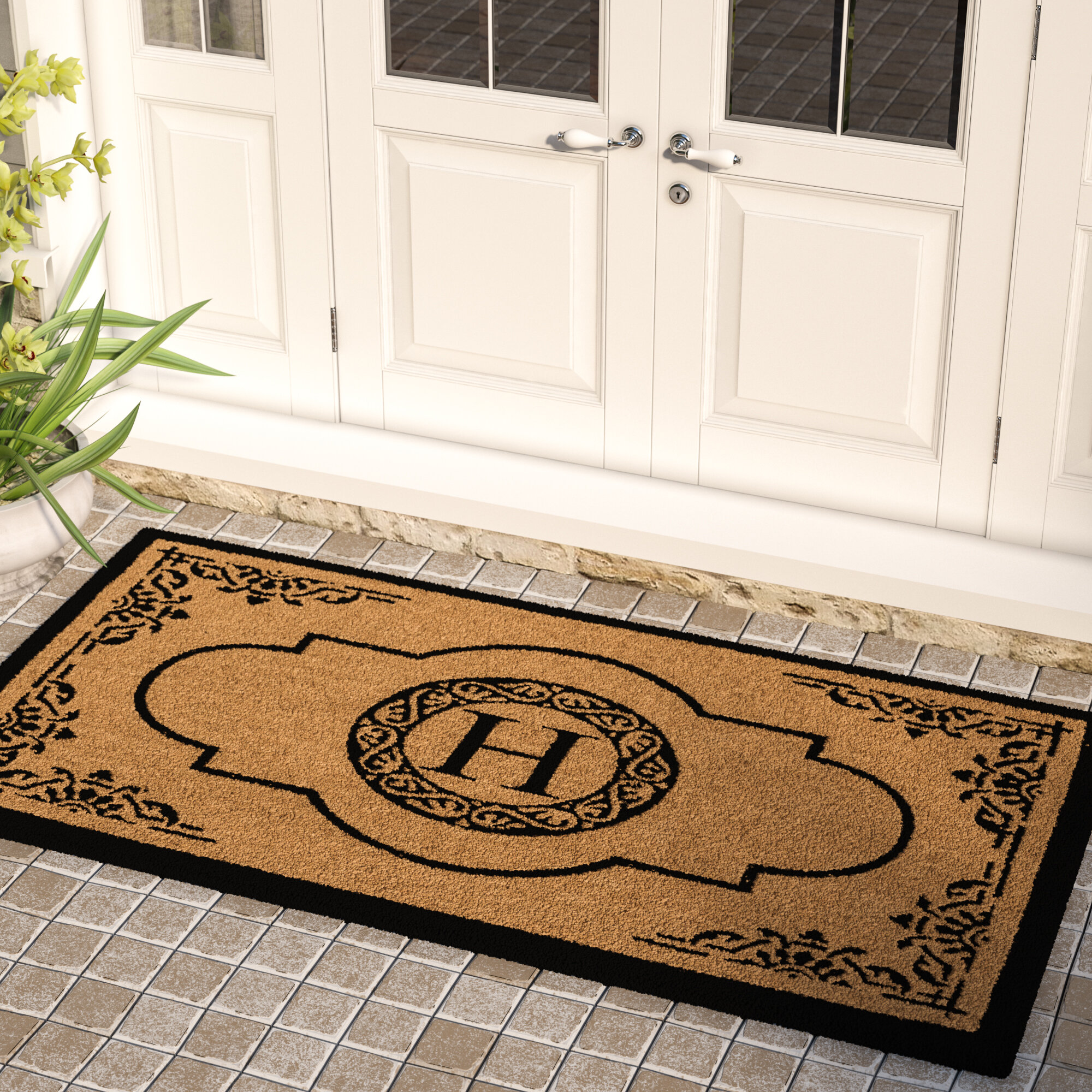 Entrance Rug for Front Door 16 x 27 Inch Indoor Outdoor Mats Half Moon Rug  Dirt Trapper with Non Slip Rubber Backing, Machine Washable Front Door Mat  for Inside Entryway 